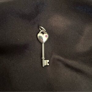 Tiffany & Co Sapphire Pink Heart Key Pendant Charm
